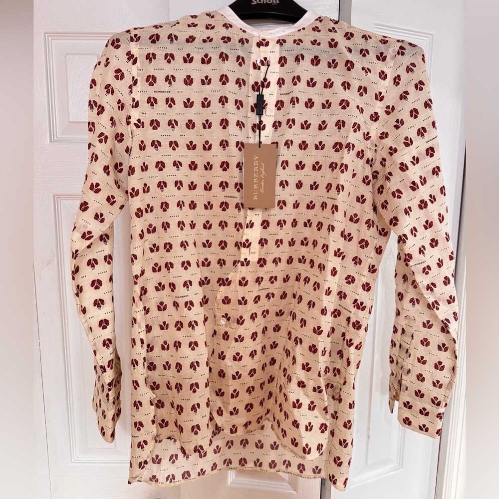 Burberry Cream and Red Casual Button Down Shirt